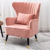 Wingback Armchair with Cushion - Velvet