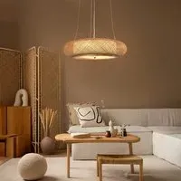 Woven Pendant Light with Adjustable Cord - Natural
