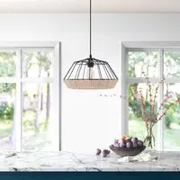Woven Pendant Light with Adjustable Cord - Natural