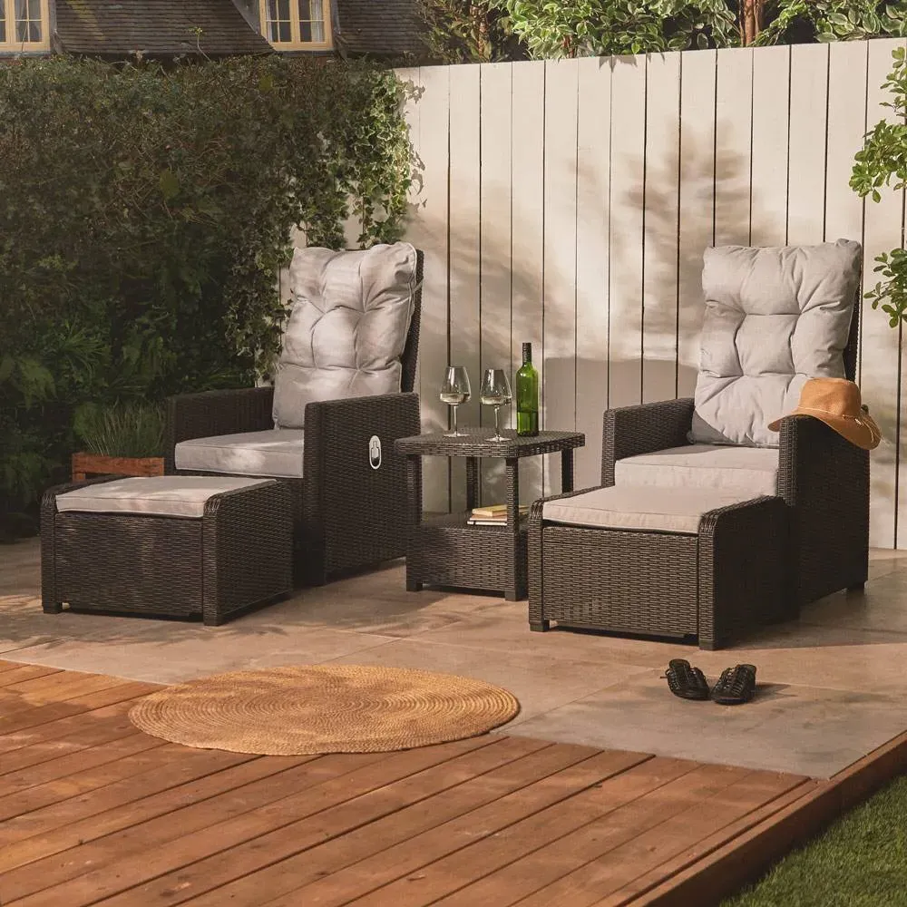 2-Seater Recliner Bistro Set - Graphite, Faux Rattan product