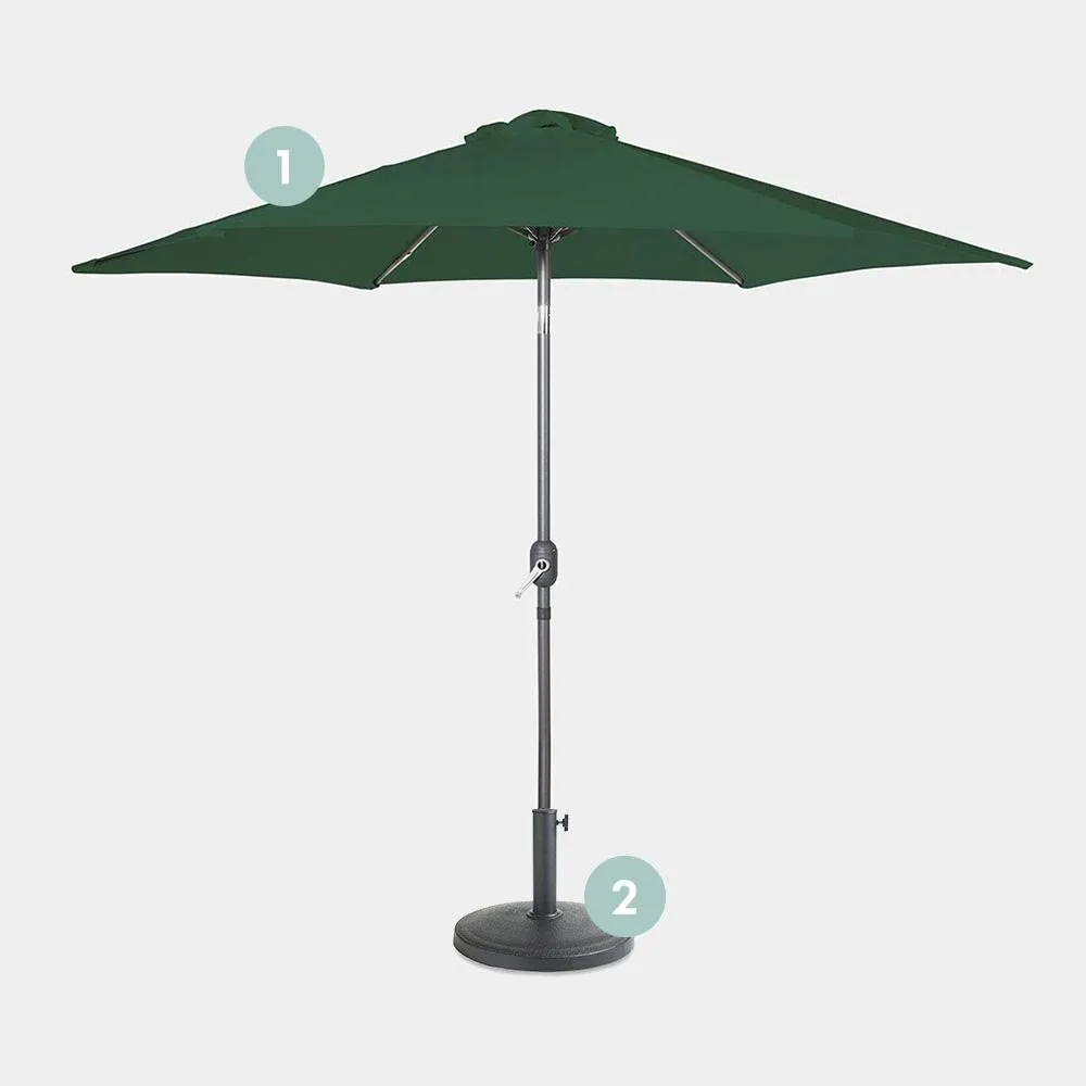 2.7m Garden Parasol & Base Set with Tilt Function - Dark Green, Steel product
