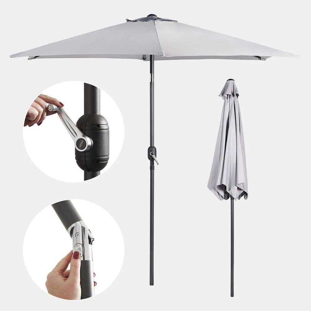 2.7m Garden Parasol with Tilt & Crank - Grey, Steel product