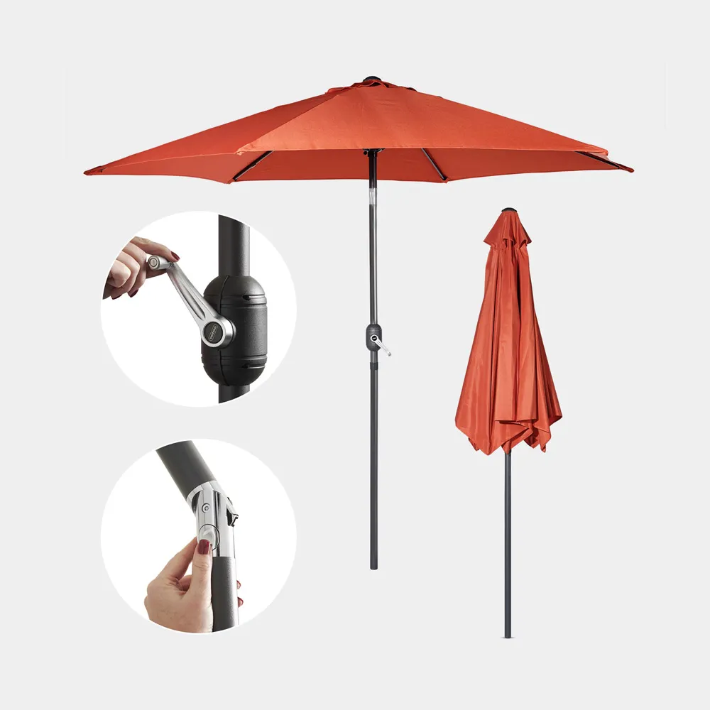 2.7m Steel Garden Parasol with Tilt - Burnt Orange product
