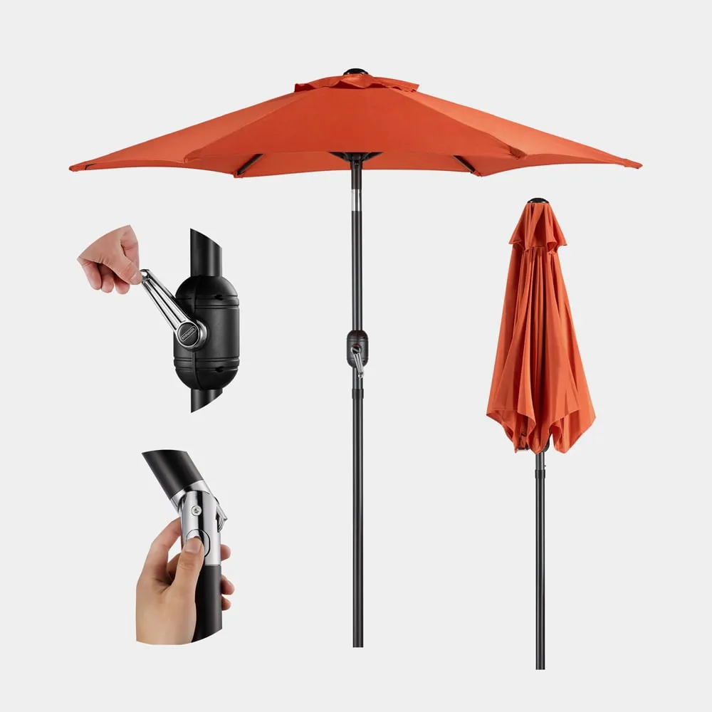 2m Steel Garden Parasol with Tilt - Burnt Orange, Polyester product