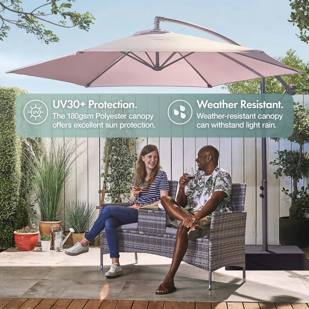 3m Cantilever Parasol with Base & Cover Set - Grey alternate view