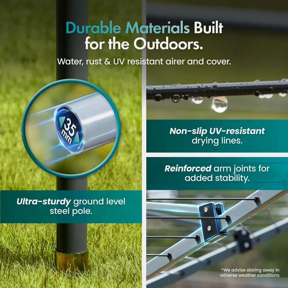 45m Rotary Washing Line - Steel, PVC-Coated alternate view