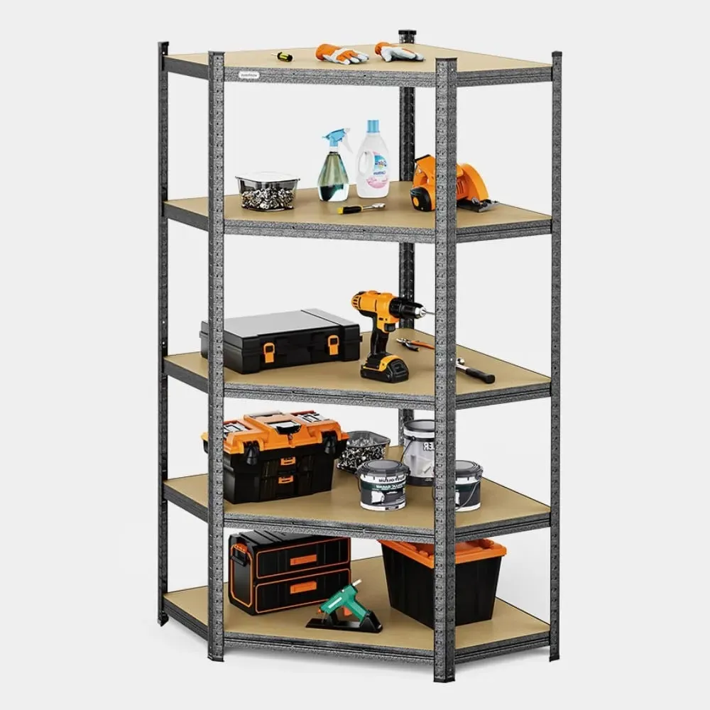 5-Tier Metal Corner Shelving Unit - Grey product