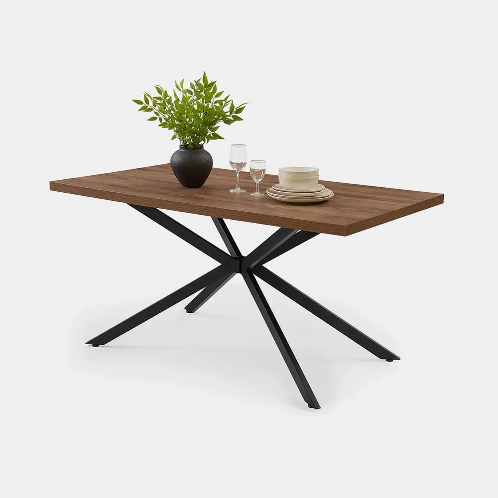 Abel 6-Seater Dining Table - Dark Wood Effect, Metal product