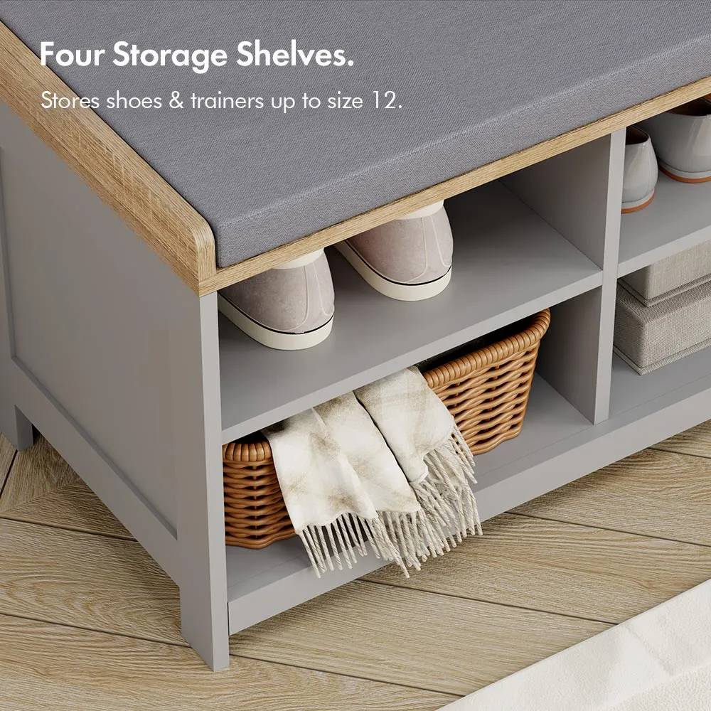 Ash Hall Shoe Storage Bench - Grey, Oak Effect alternate view