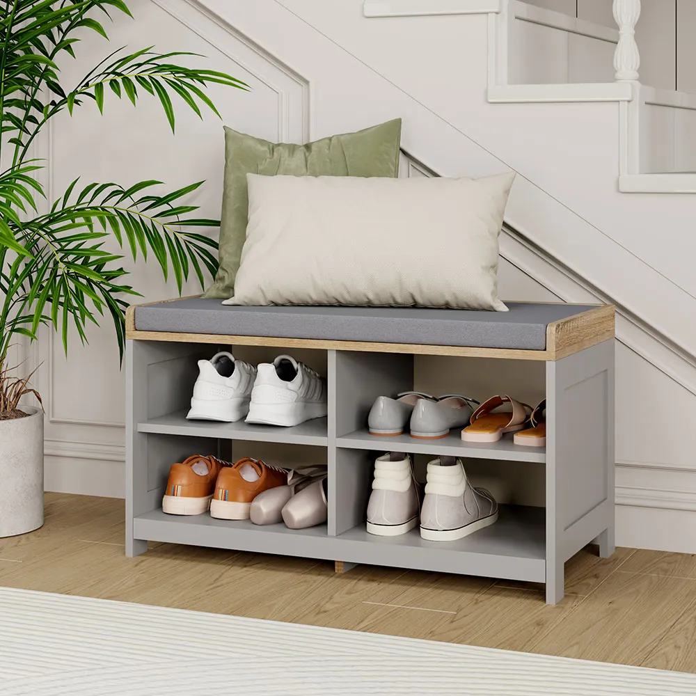 Ash Hall Shoe Storage Bench - Grey, Oak Effect product