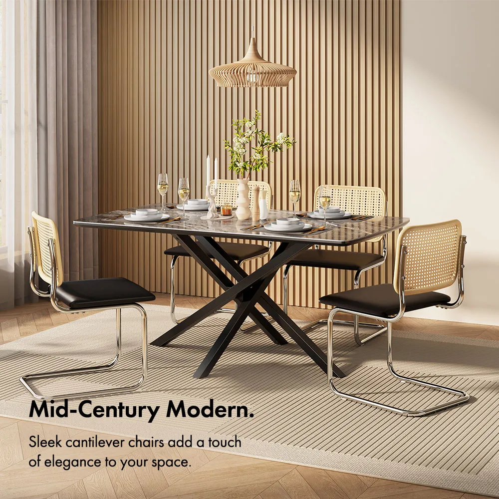 Bridgewater Set of 2 Cantilever Dining Chairs - Black, Rattan alternate view