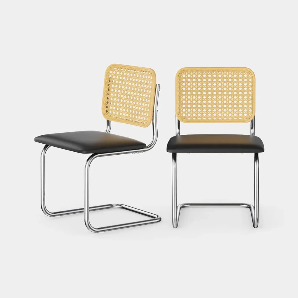 Bridgewater Set of 2 Cantilever Dining Chairs - Black, Rattan product