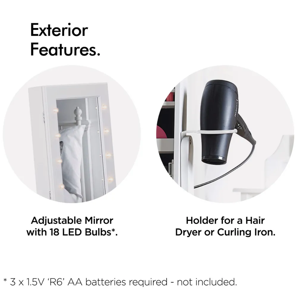 BTFY LED Armoire Storage Mirror - White, MDF alternate view
