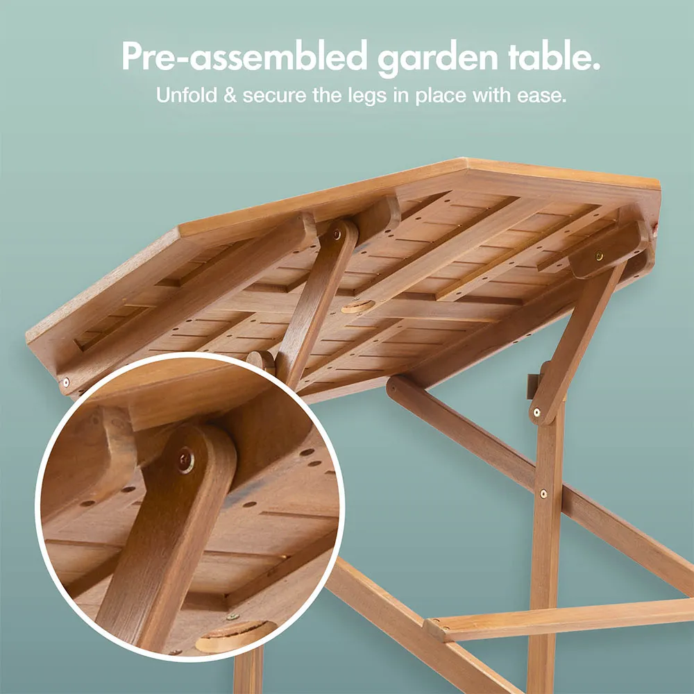 Cannes 4-Seater Round Folding Garden Table - Acacia Wood alternate view