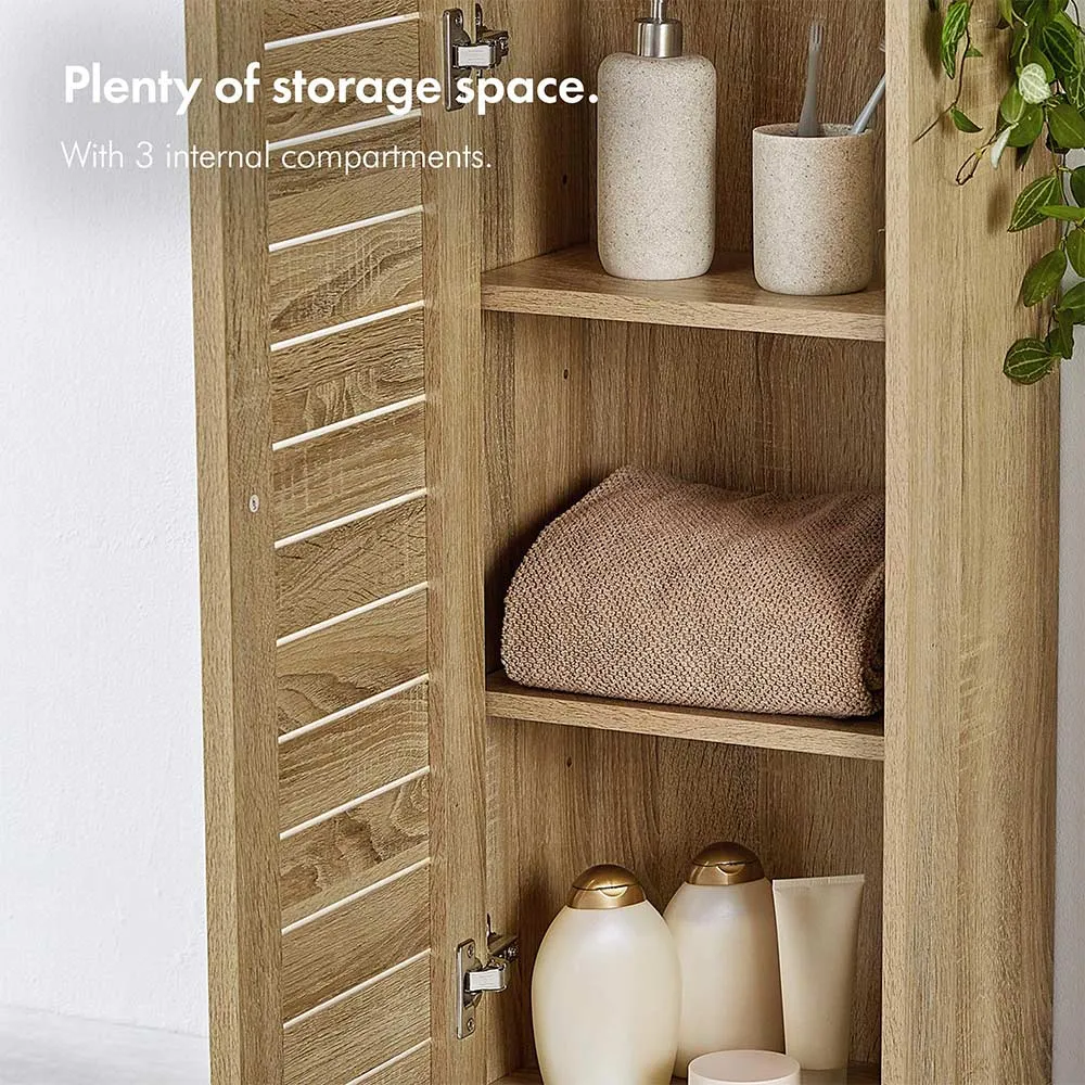 Chester Handleless Floor Standing Bathroom Cabinet - Oak Wood Effect alternate view