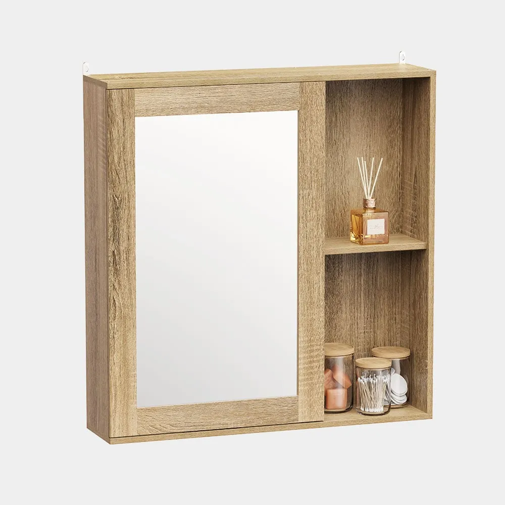 Chester Wall Mounted Bathroom Mirror Cabinet - Oak Wood Effect product