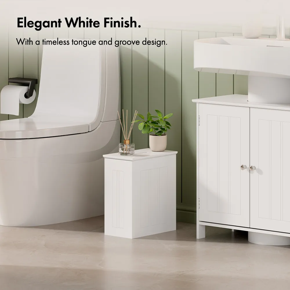 Colonial Slimline Bathroom Storage Box - White, MDF alternate view
