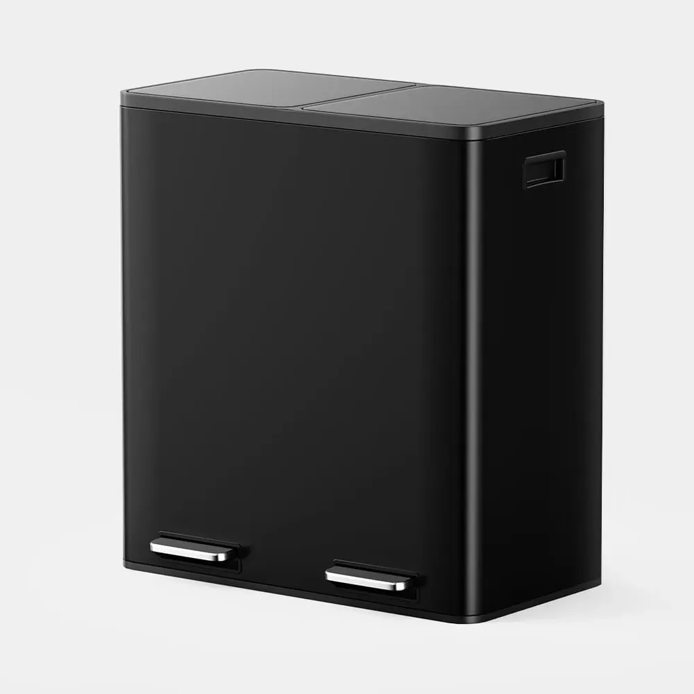 Double Pedal Bin with Dual Compartment - Black, Stainless Steel product