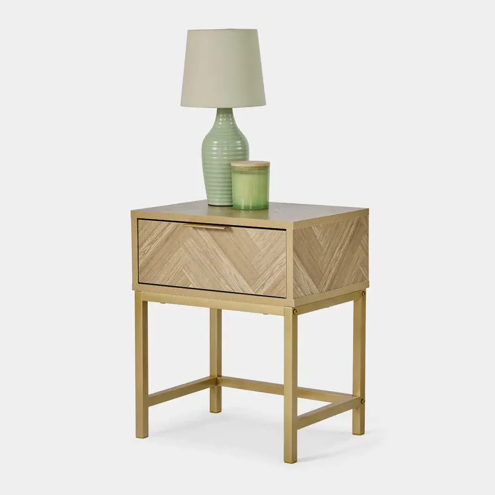 Ducie Herringbone Bedside Table with Drawer product