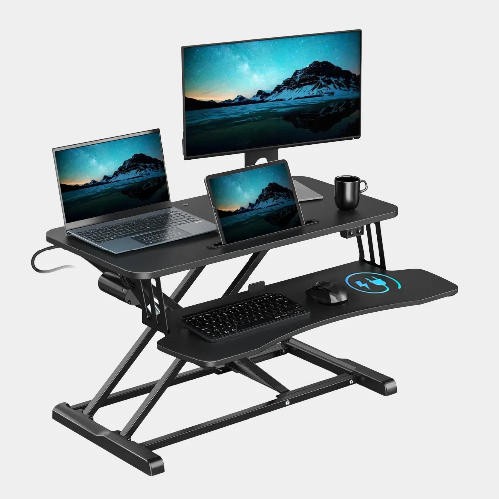 Electric Sit-Stand Rising Workstation - Black, Steel product