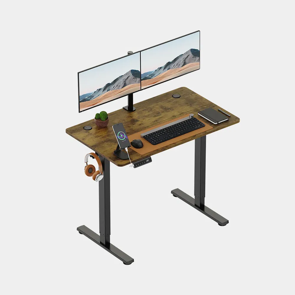 Electric Standing Desk with USB-C Port - Black, Walnut Effect product