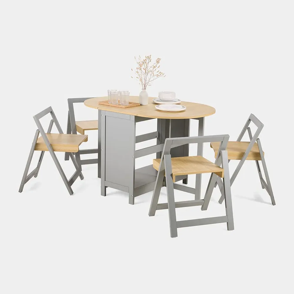 Firbeck Drop Leaf Table and Folding Chairs Set 4 - Grey product