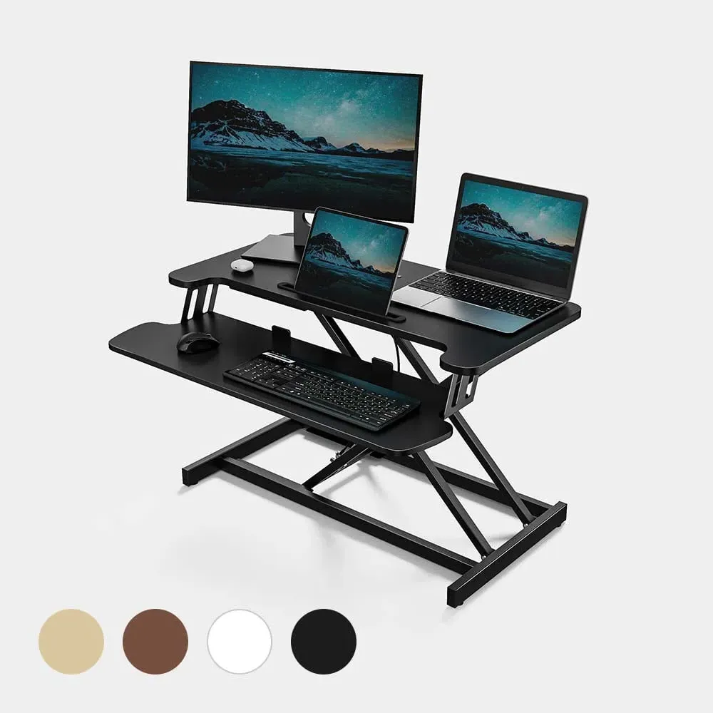 Gas Assisted Sit-Stand Desk Riser with Keyboard Tray product