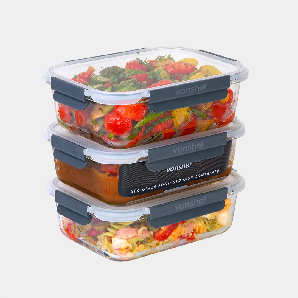 Glass Food Storage Containers 3 Piece Set - Borosilicate Glass product