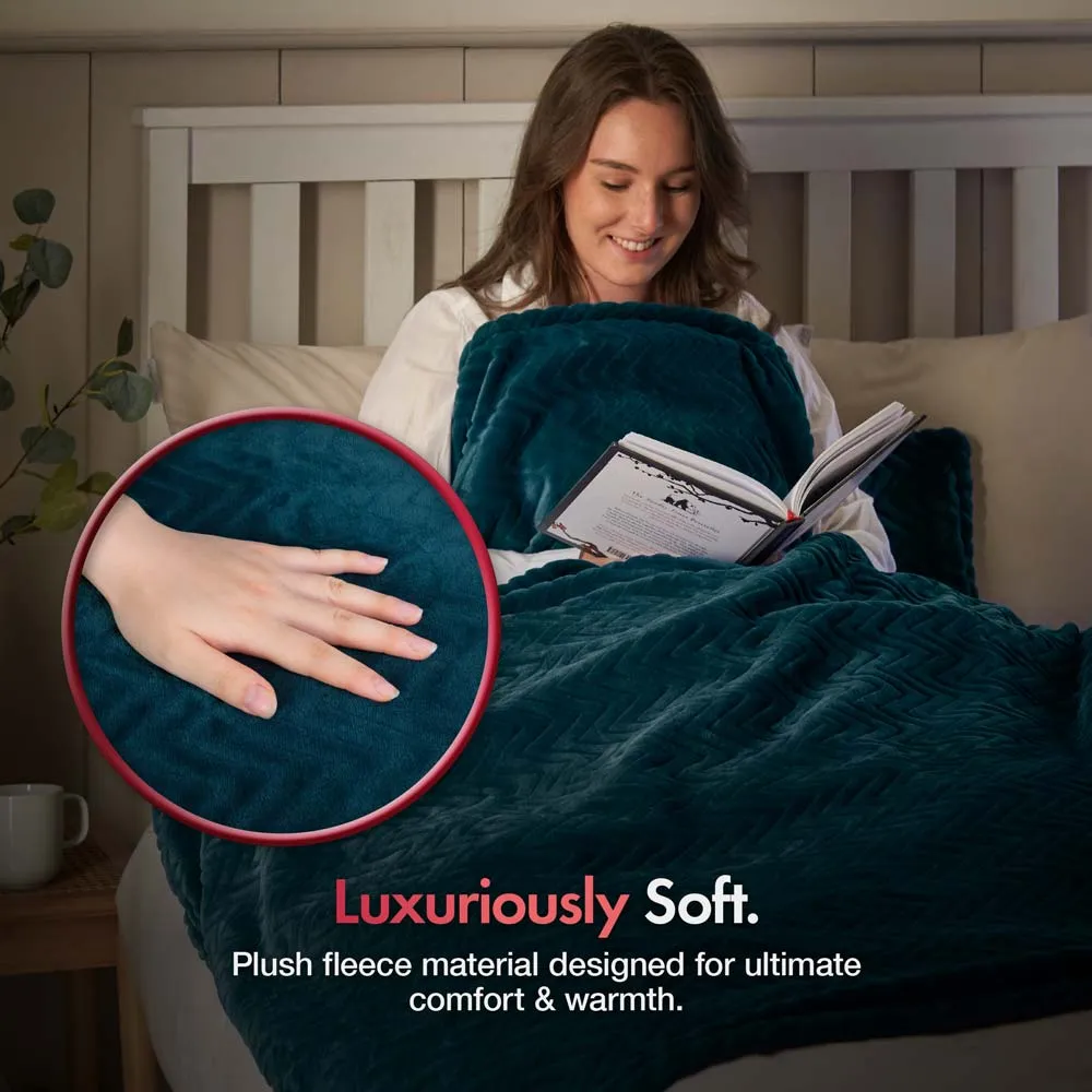 Herringbone Heated Throw Blanket - Teal alternate view