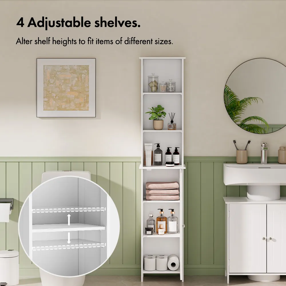 Holbrook Tallboy Bathroom Cabinet - White, MDF alternate view