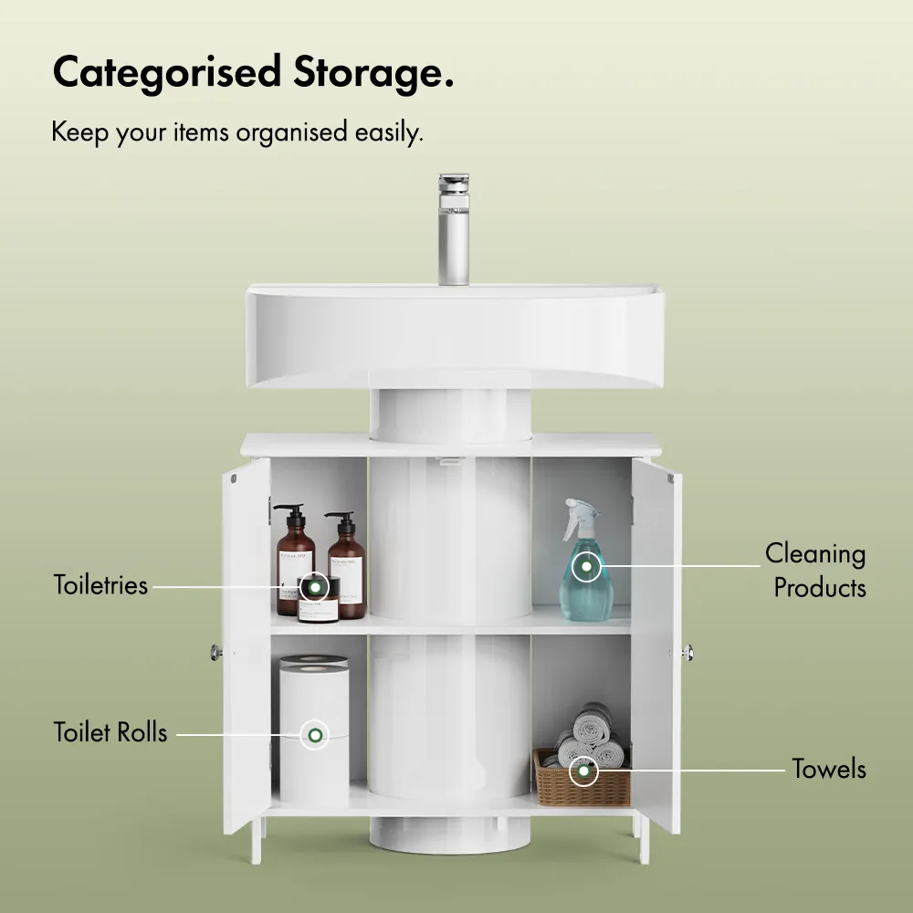Holbrook Under Sink Bathroom Storage Cabinet - White, MDF alternate view