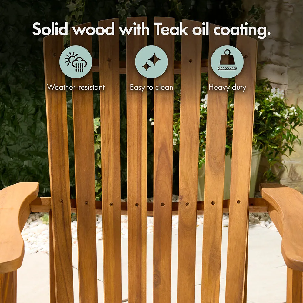 Hudson Adirondack Chair & Folding Side Table Set - Acacia Wood alternate view