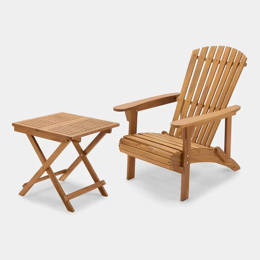 Hudson Adirondack Chair & Folding Side Table Set - Acacia Wood product