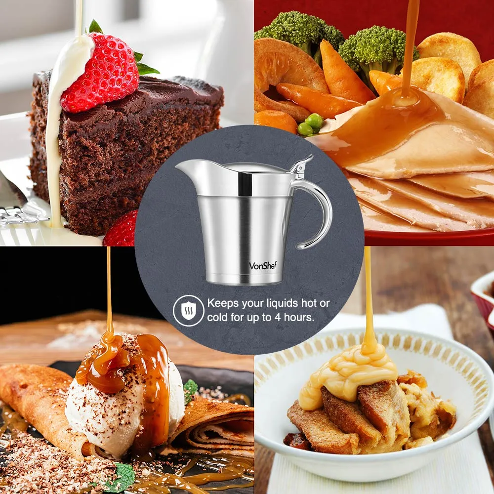 Insulated Gravy Jug with Lid - 500ml, Stainless Steel alternate view