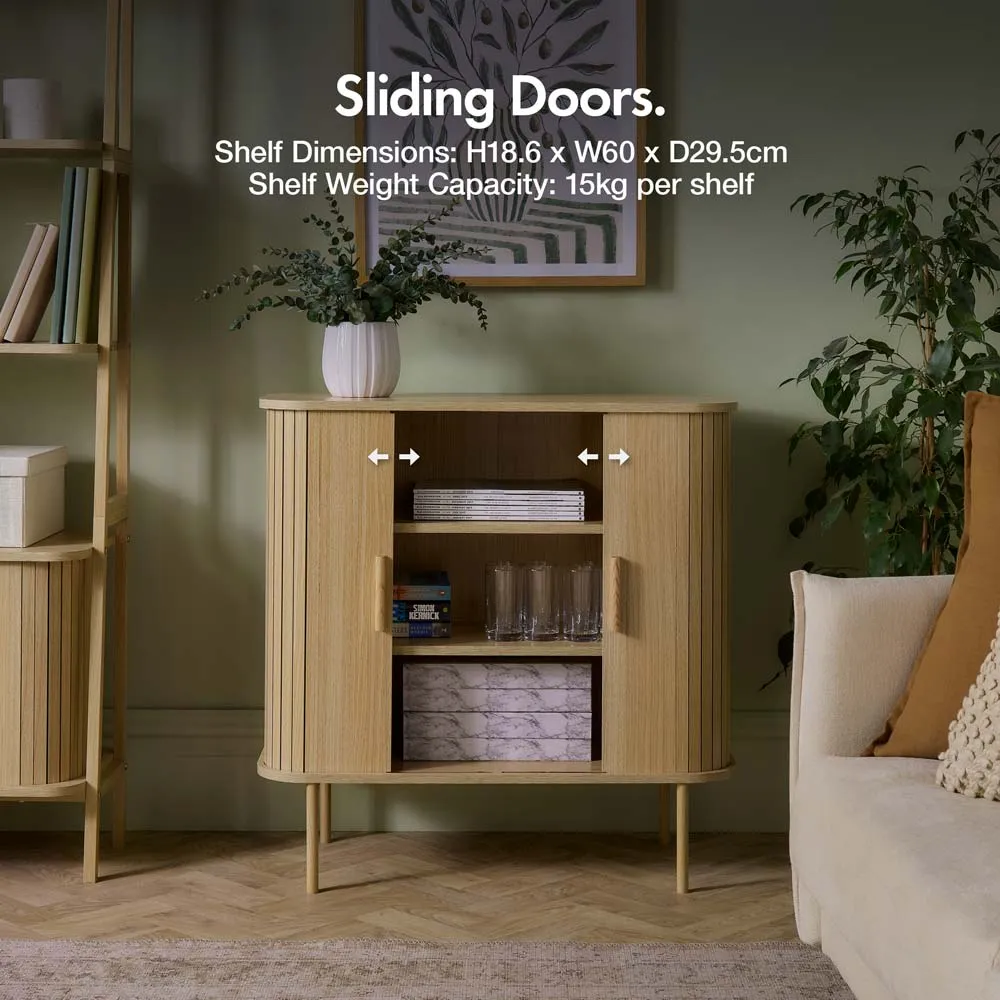 Landos Sideboard with Sliding Doors - Wood Effect, Metal alternate view