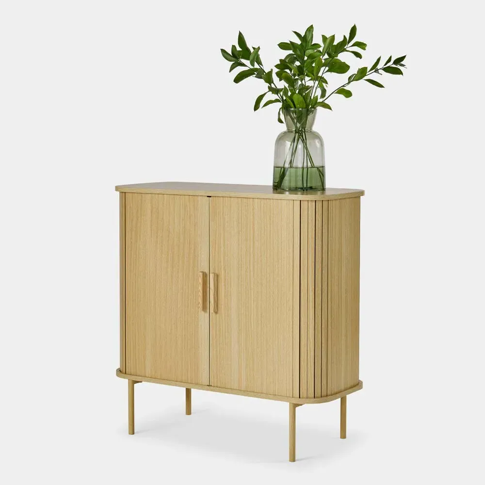 Landos Sideboard with Sliding Doors - Wood Effect, Metal product