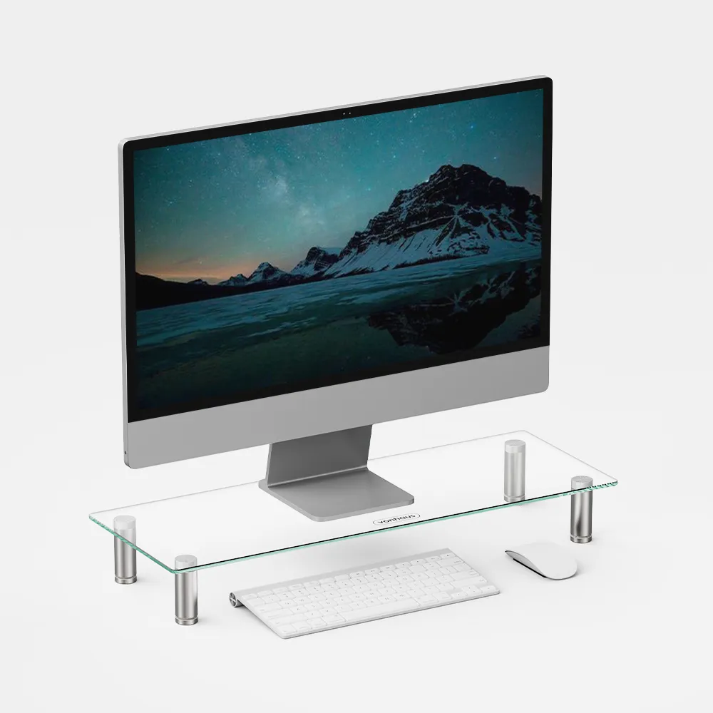 Large Glass Monitor Stand - Clear, Tempered Glass product