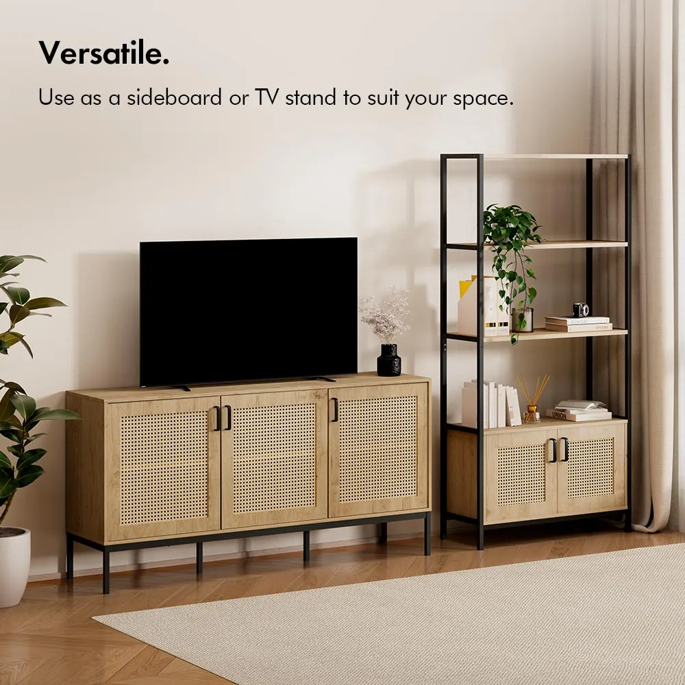 Lena Rattan 3-Door Large Sideboard - Black alternate view