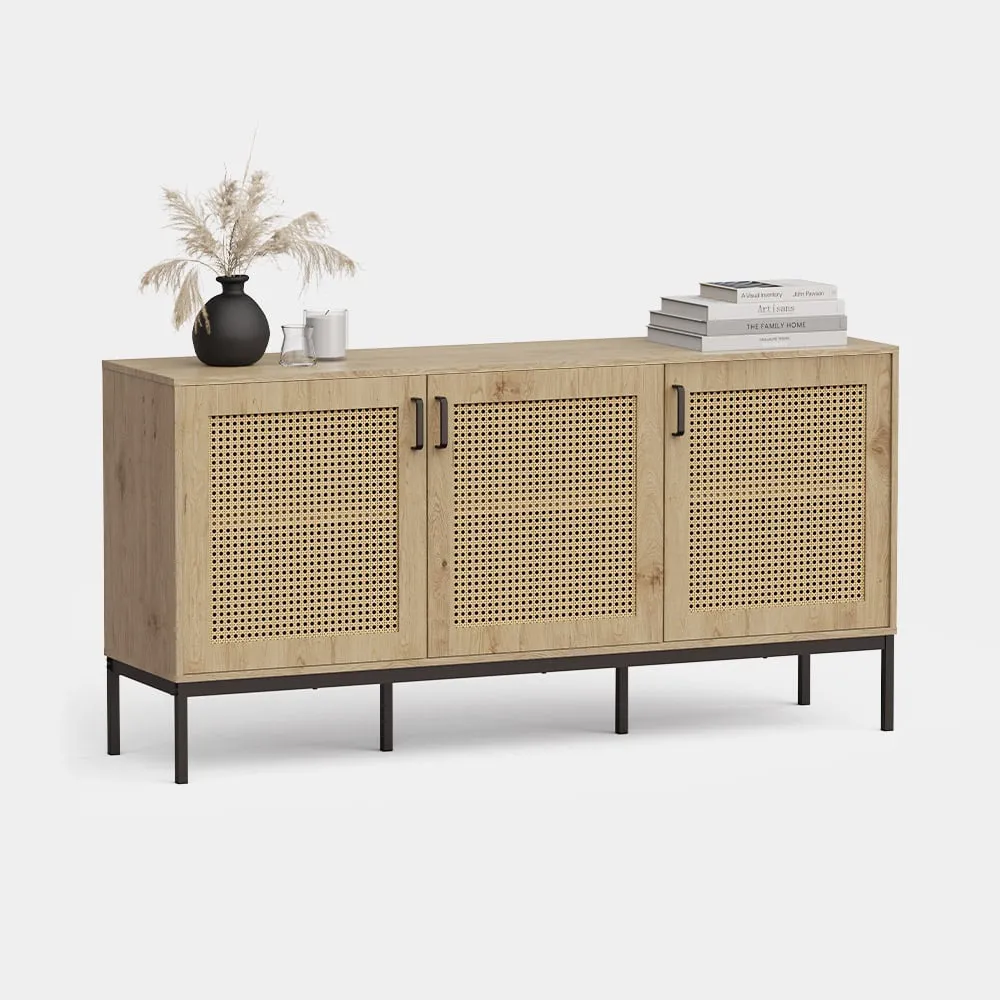 Lena Rattan 3-Door Large Sideboard - Black product