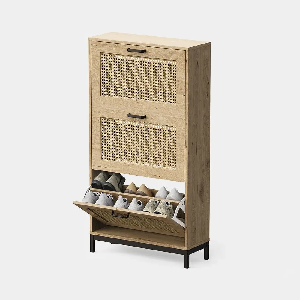 Lena Rattan Shoe Storage Cabinet - Black, Rattan product