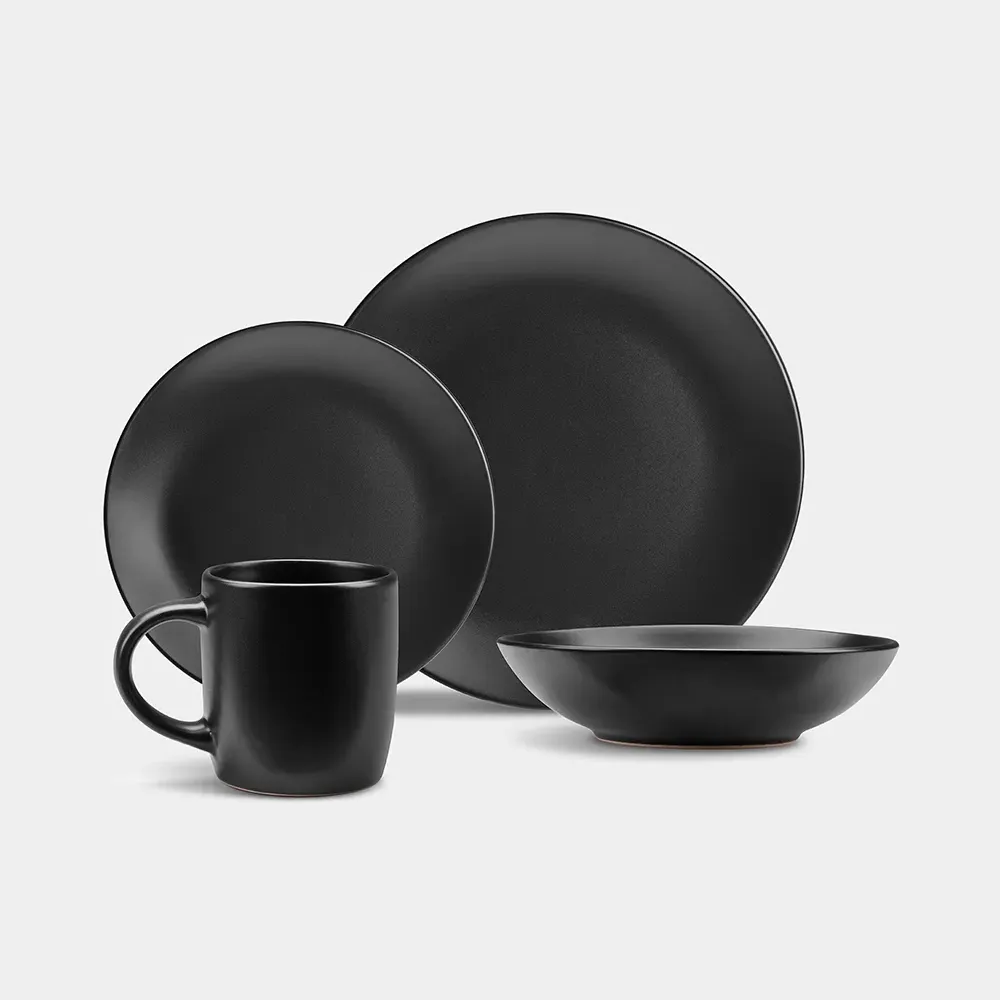 Matte Black 16 Piece Dinner Set - Black, Stoneware product