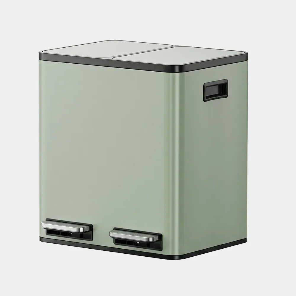 Matte Sage Green Double Pedal Bin - Green, Stainless Steel product