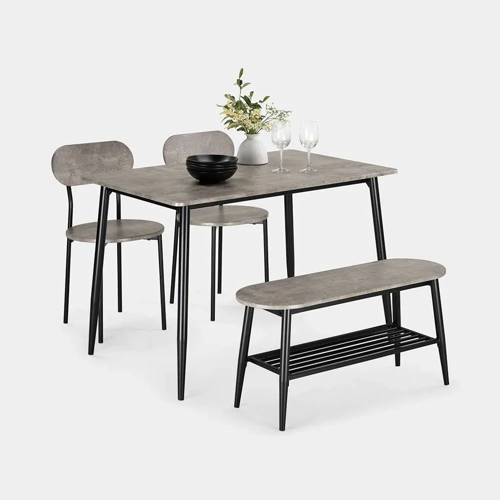 Murray 4-Seater Dining Table Set with Bench - Concrete Effect product