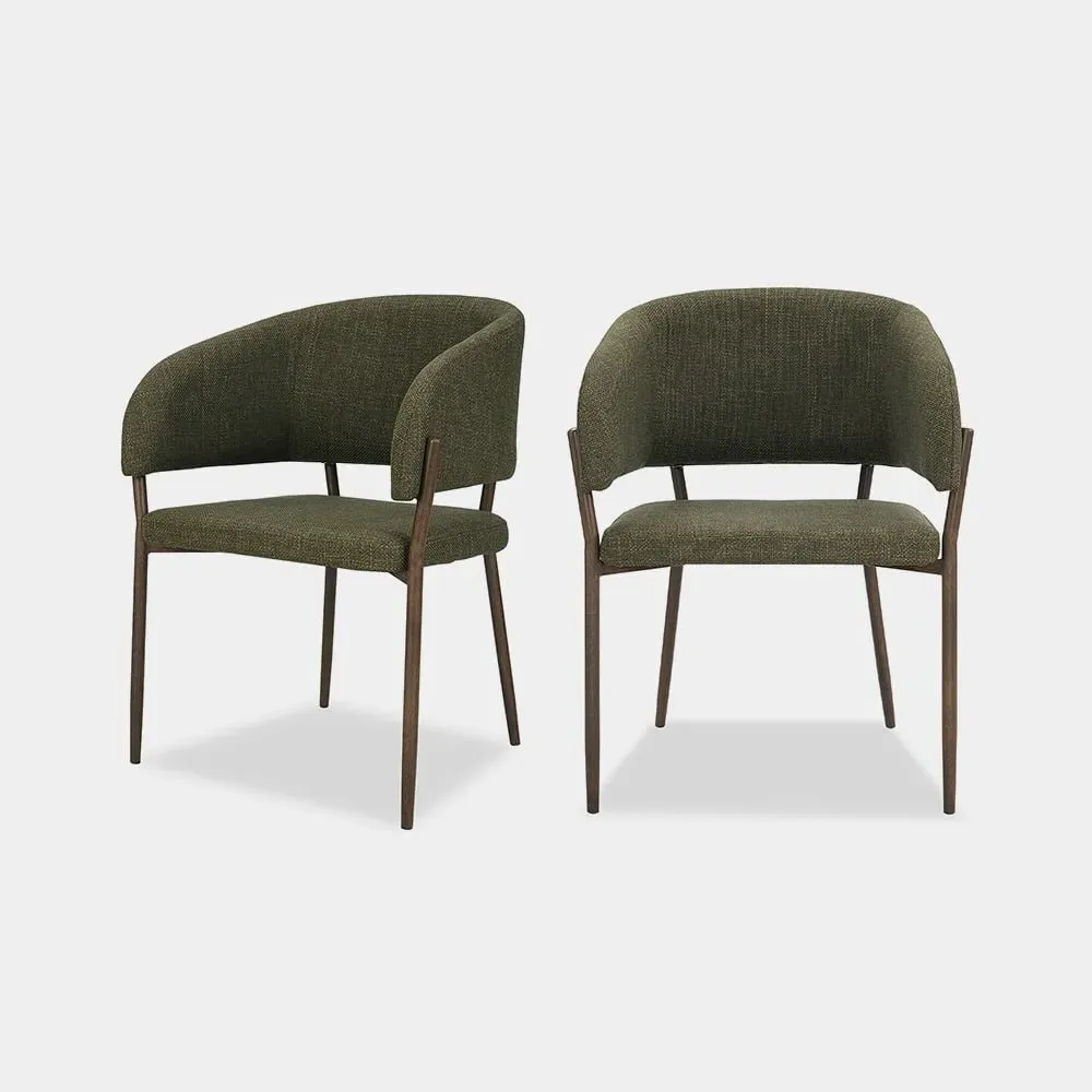 Oxford Set of 2 Dining Chairs - Green, Linen-Look product