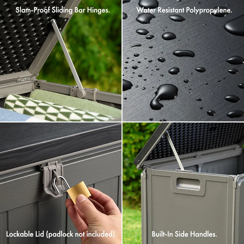 Plastic Garden Storage Box 190L - Grey, Polypropylene alternate view
