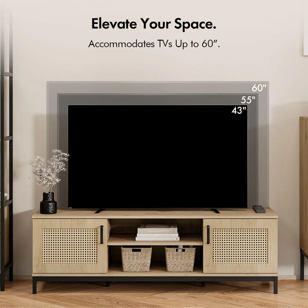 Riley Rattan TV Unit with Storage - Natural, Metal alternate view