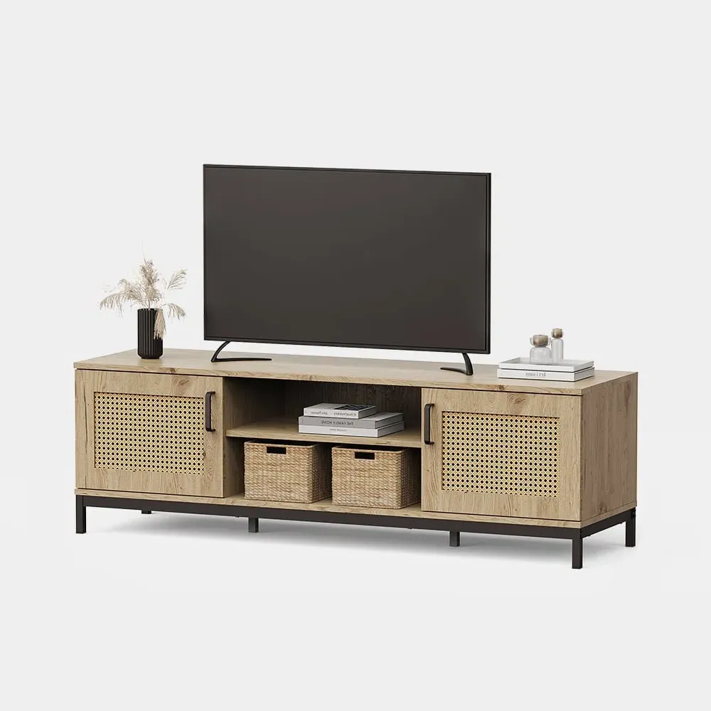 Riley Rattan TV Unit with Storage - Natural, Metal product