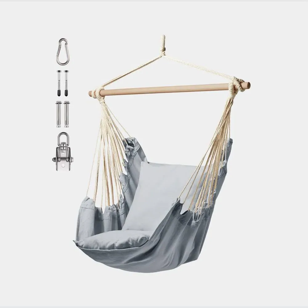Seville Hanging Swing Chair with Cushions - Grey, Poly Cotton product