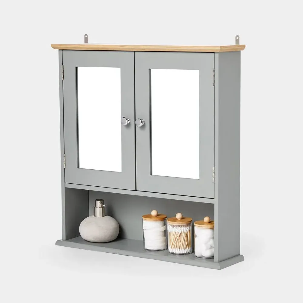 Shrewsbury 2-Door Mirrored Bathroom Wall Cabinet - Grey, MDF product