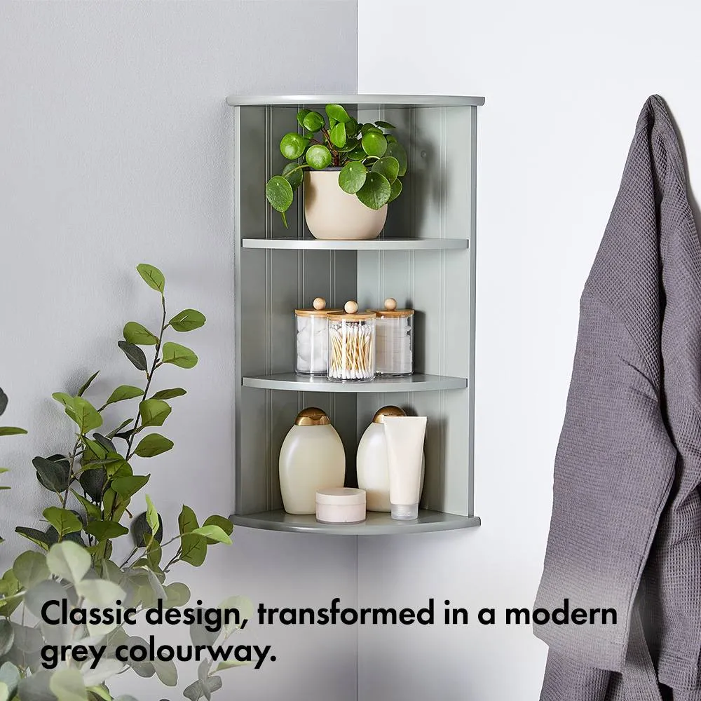 Shrewsbury 3-Tier Corner Shelf Unit - Grey, MDF alternate view